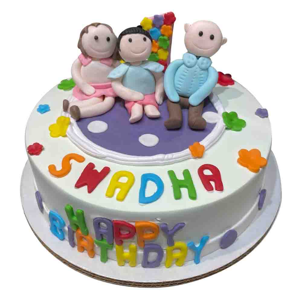 (291) Family Kids Semi Fondant Cake